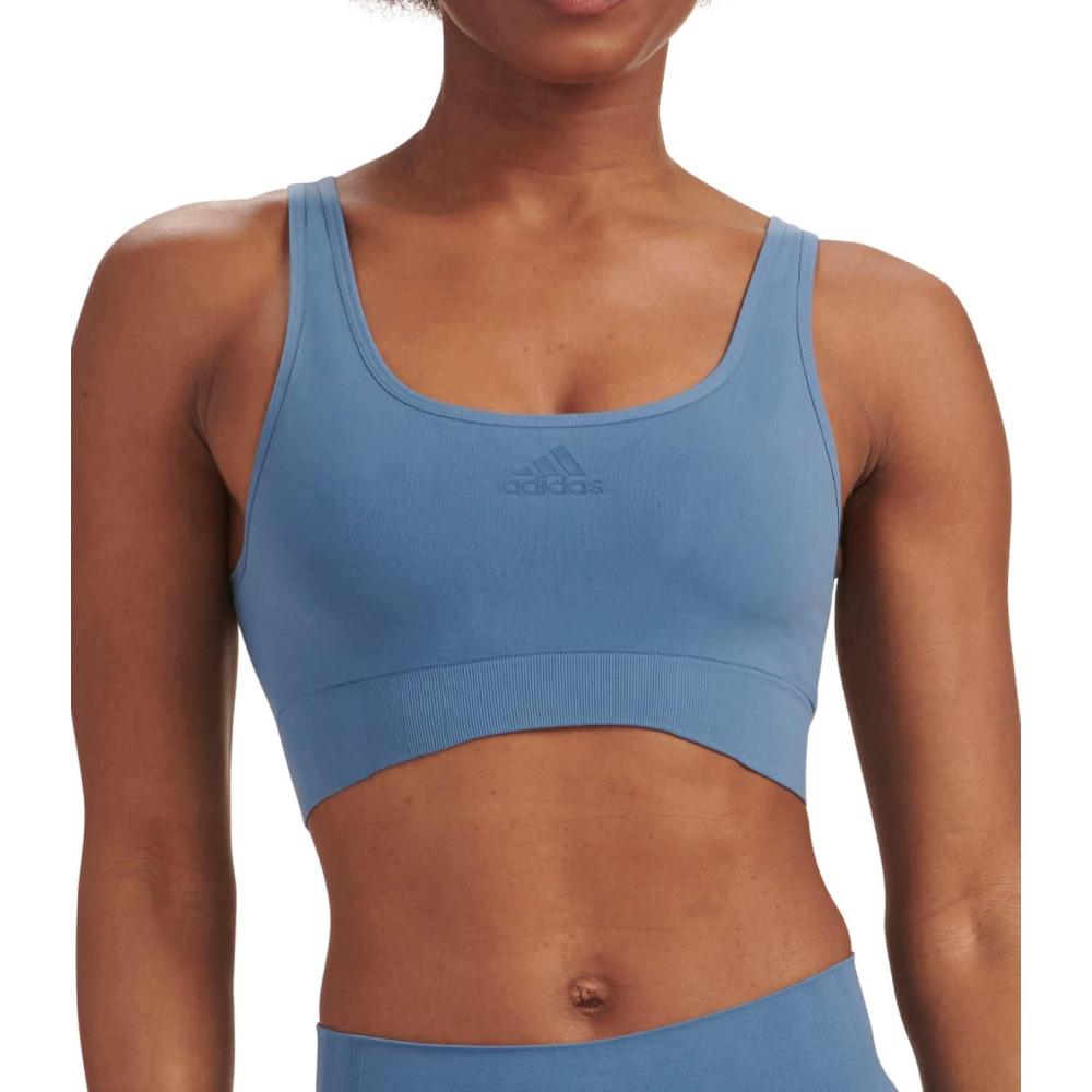 imageAdidas Womens Micro 720 Seamless Scoop Lounge Bra with Removable CookiesAltered Blue