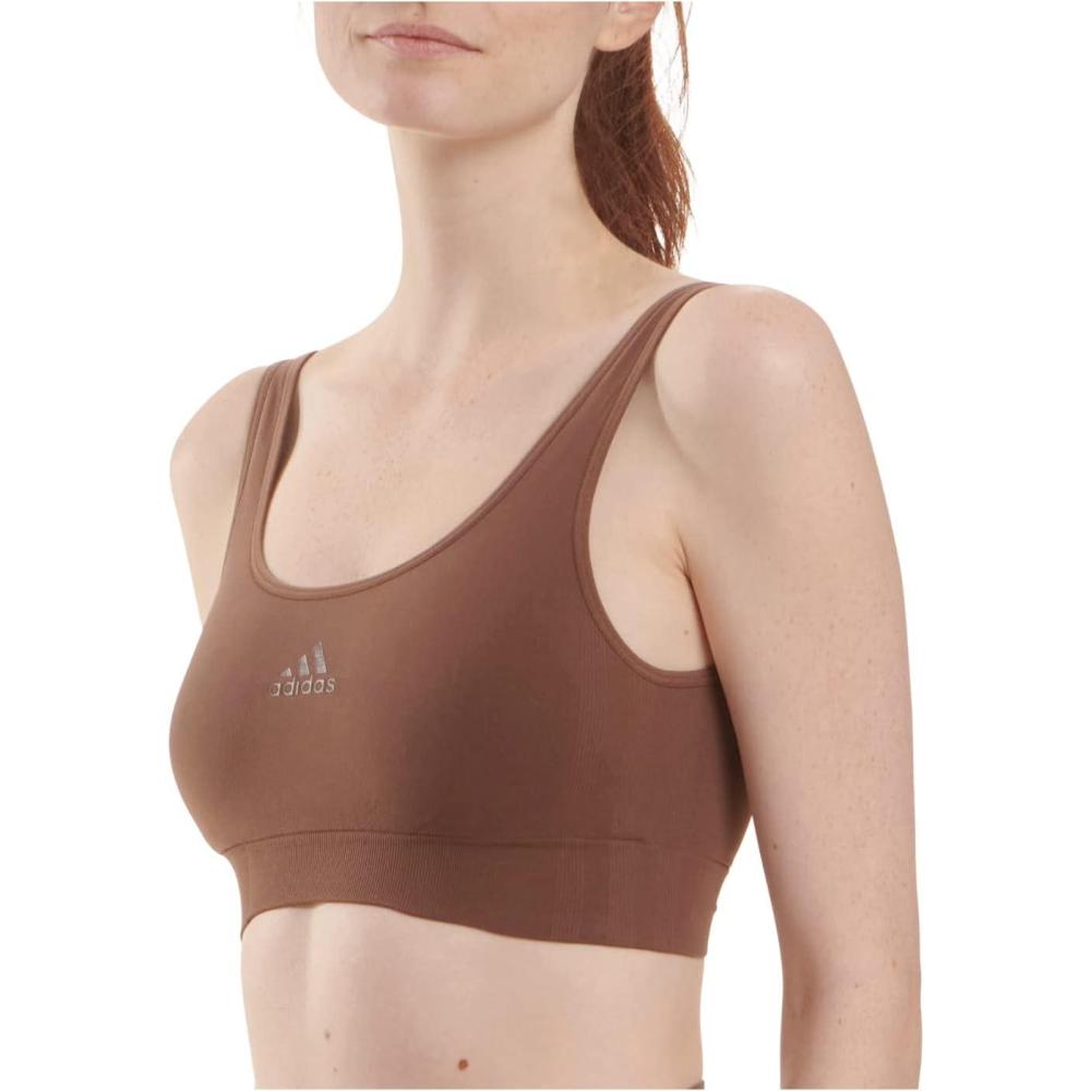imageAdidas Womens Micro 720 Seamless Scoop Lounge Bra with Removable CookiesToasted Mocha