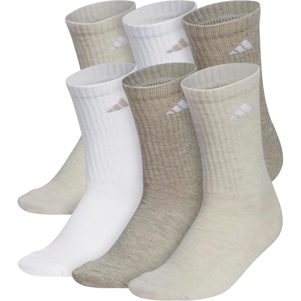 imageadidas Womens Athletic Cushioned Crew Socks 6Pack Durable MoistureWicking Cushioned Arch Support Socks for WomenAlumina BeigeWhiteWonder Beige