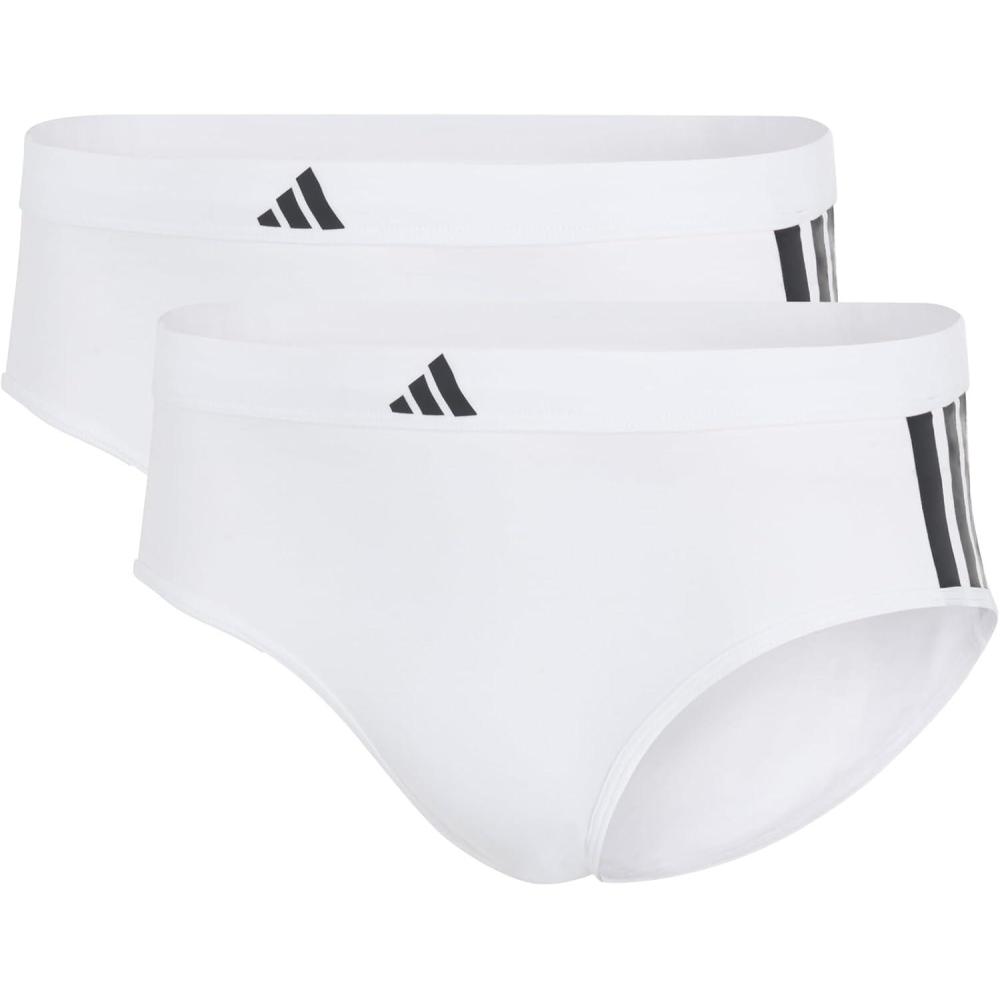 imageadidas womens 3 Stripes Active Essentials Cotton Hipster Underwear 2packWhiteWhite