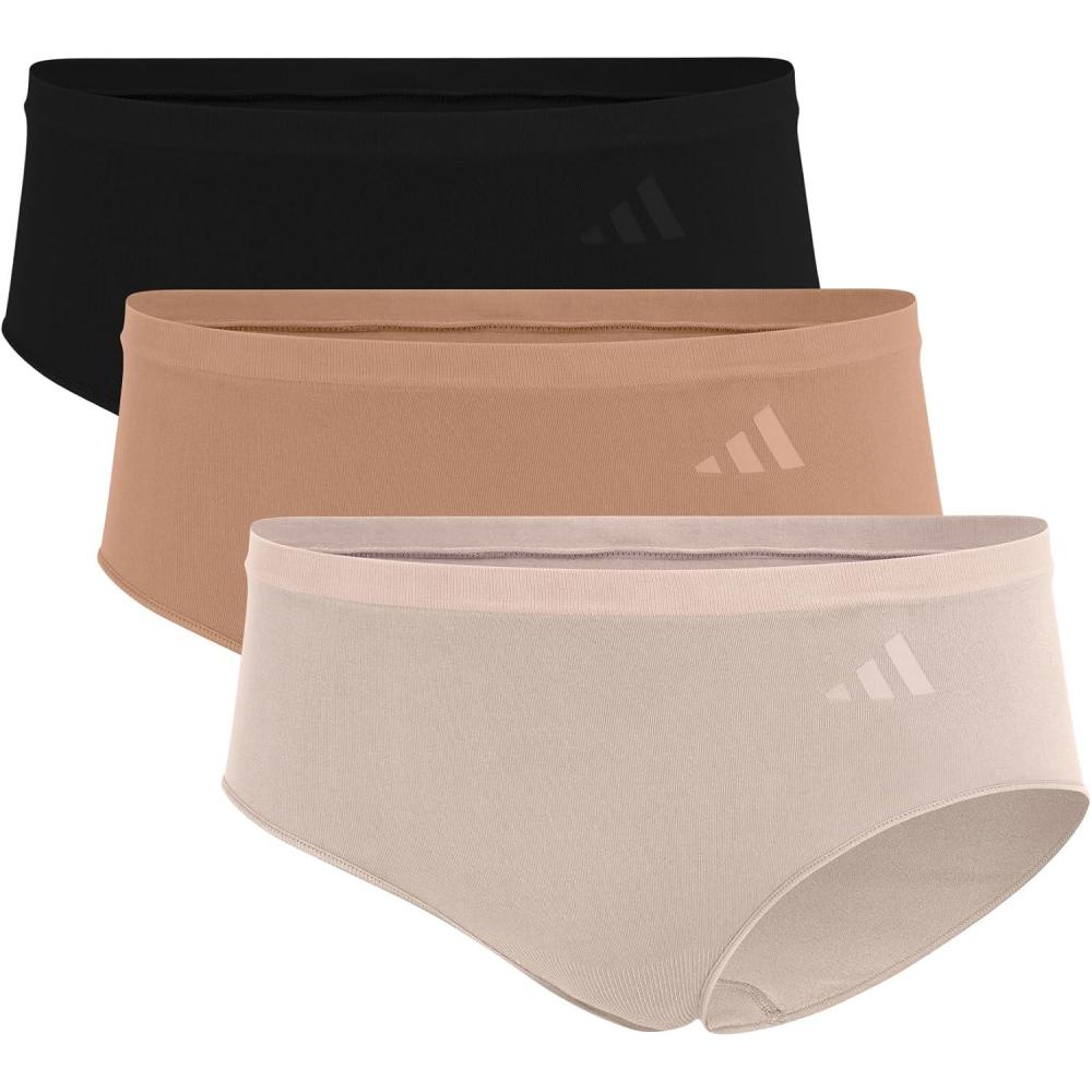 imageadidas womens Active Seamless Ultimate Stretch Hipster Underwear 3packBlackToasted AlmondWonder Quartz