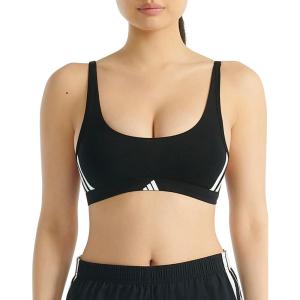 Adidas Women’s 3 Stripes Active Essentials Cotton Scoop Bralette with Removable Cookies(Black)