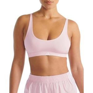 Adidas Women’s 3 Stripes Active Essentials Cotton Scoop Bralette with Removable Cookies(Clear Pink)