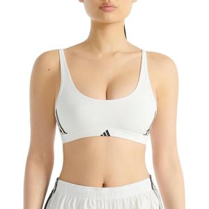 Adidas Women’s 3 Stripes Active Essentials Cotton Scoop Bralette with Removable Cookies(White)