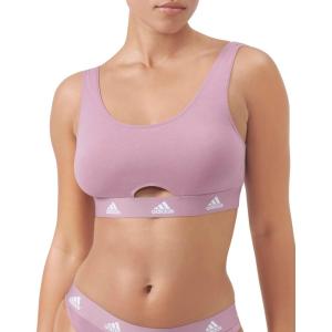 adidas Women’s Cotton Logo Scoop Bralette, Wonder Orchid, Medium