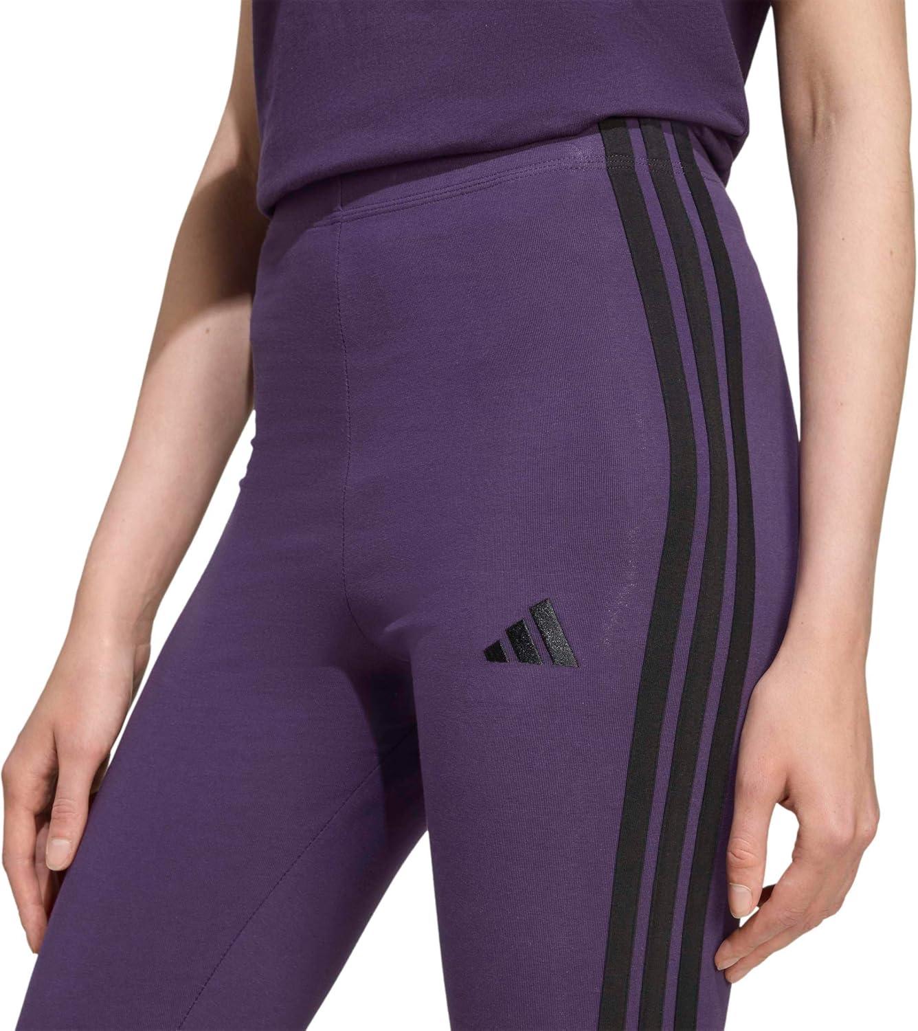 imageAdidas Womens Essentials 3Stripes Cotton LeggingsAurora PlumBlack