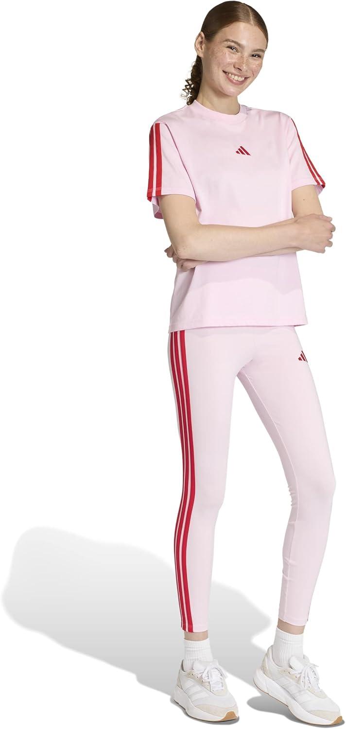imageAdidas Womens Essentials 3Stripes Cotton LeggingsClear PinkPure Ruby