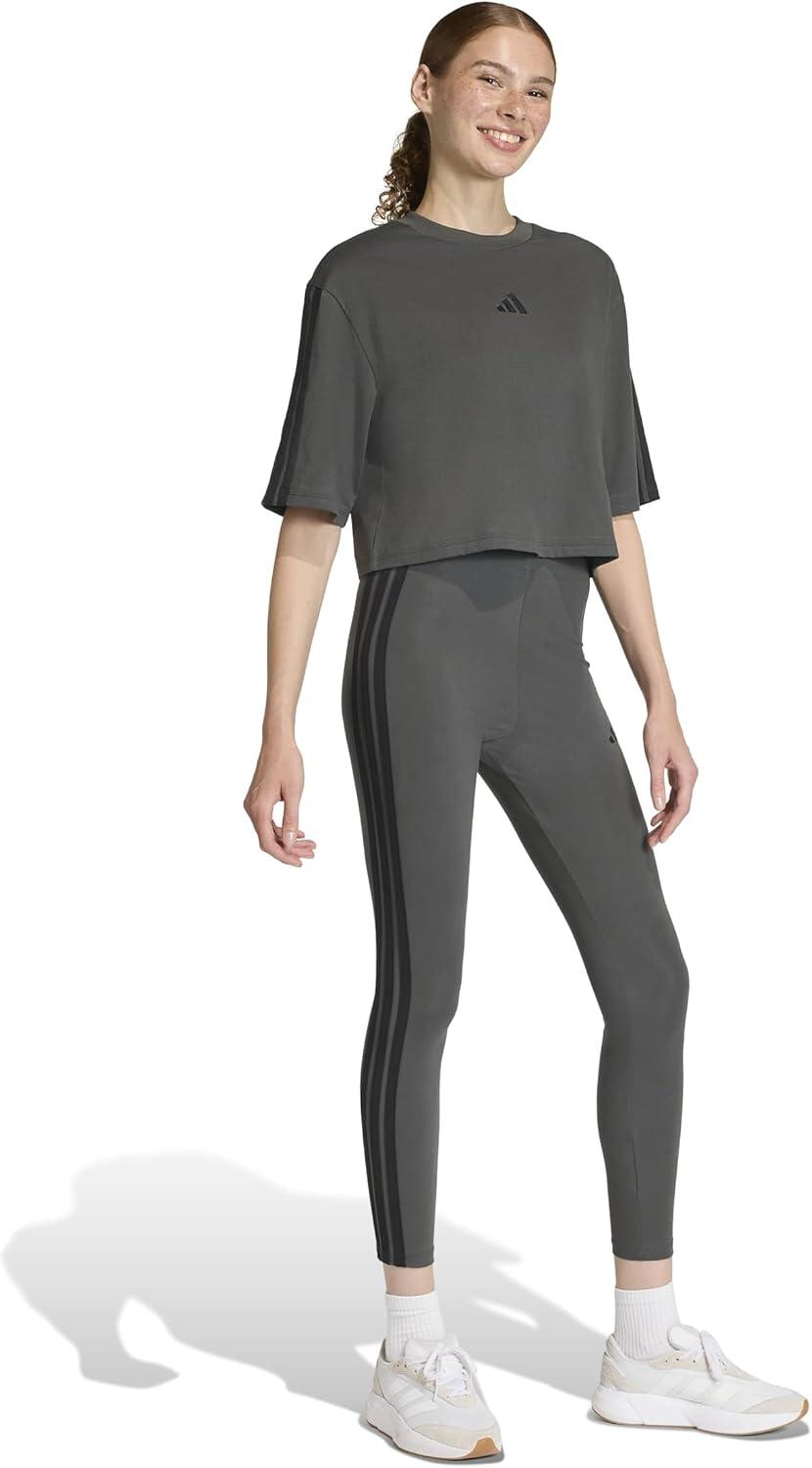 imageAdidas Womens Essentials 3Stripes Cotton LeggingsGreyBlack