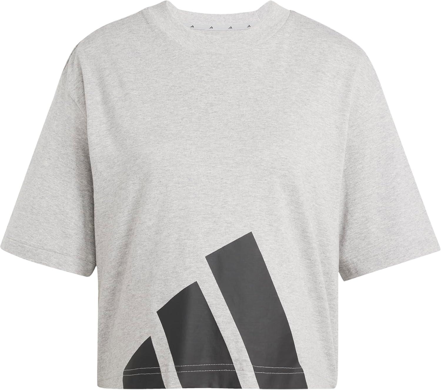 imageAdidas Womens Essentials Big Logo Boyfriend TShirtMedium Grey HeatherBlack