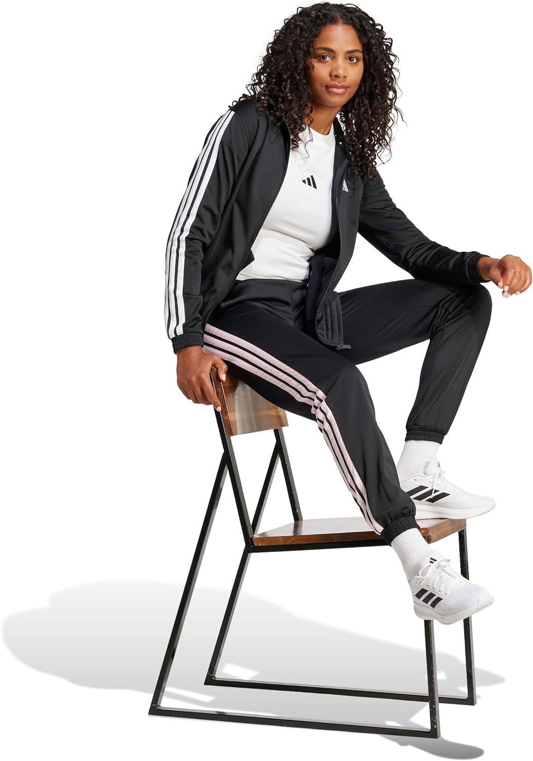 imageAdidas Womens Tricot 3Stripes Track PantsBlackClear Pink