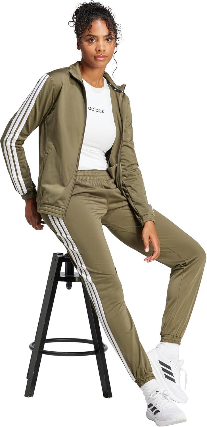 imageAdidas Womens Tricot 3Stripes Track PantsOlive StrataWhite