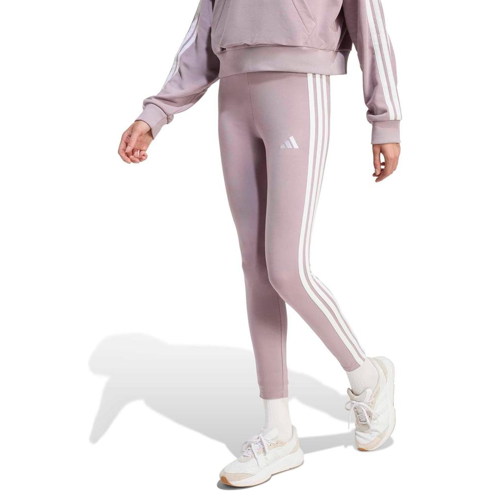 imageAdidas Womens Essentials 3Stripes Cotton LeggingsPreloved FigWhite