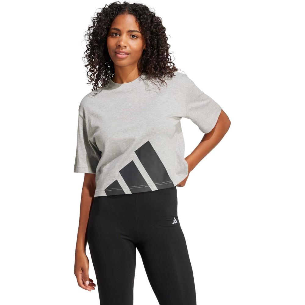 imageAdidas Womens Essentials Big Logo Boyfriend TShirtMedium Grey HeatherBlack