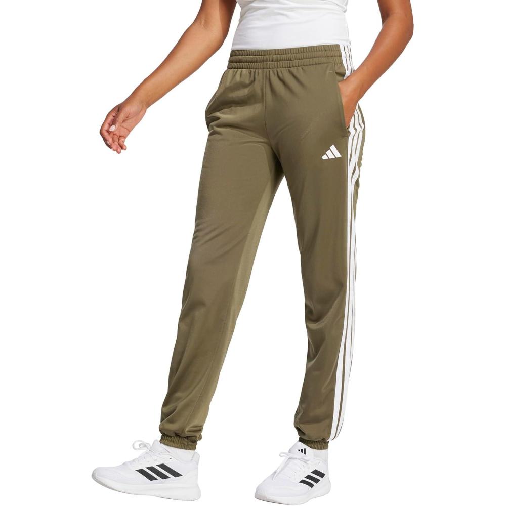 imageAdidas Womens Tricot 3Stripes Track PantsOlive StrataWhite