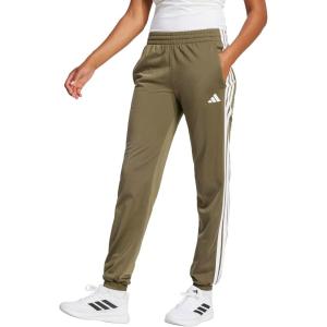 Adidas Womens Tricot 3-Stripes Track Pants(Olive Strata/White)