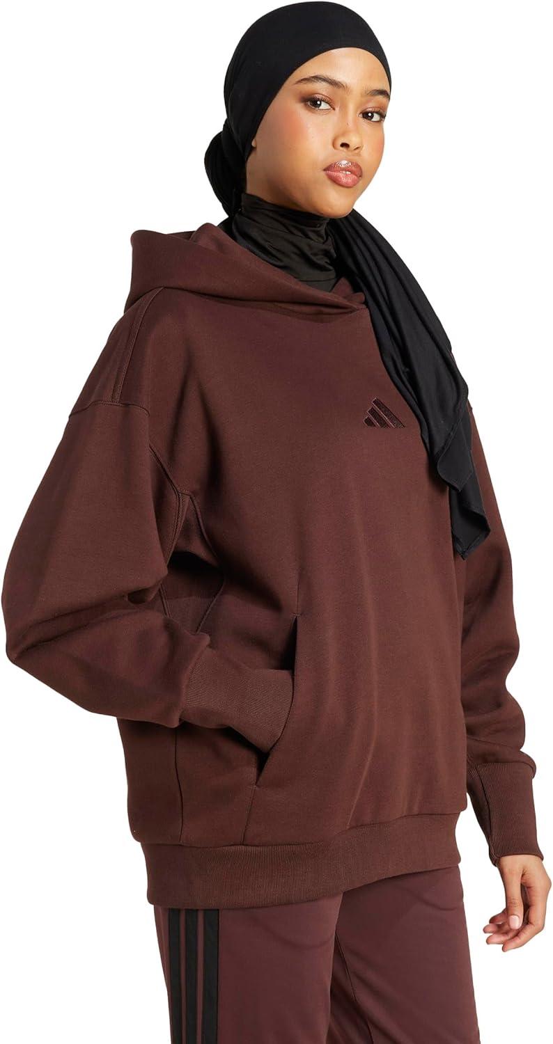 imageadidas womens All Szn Fleece Loose HoodieShadow Brown