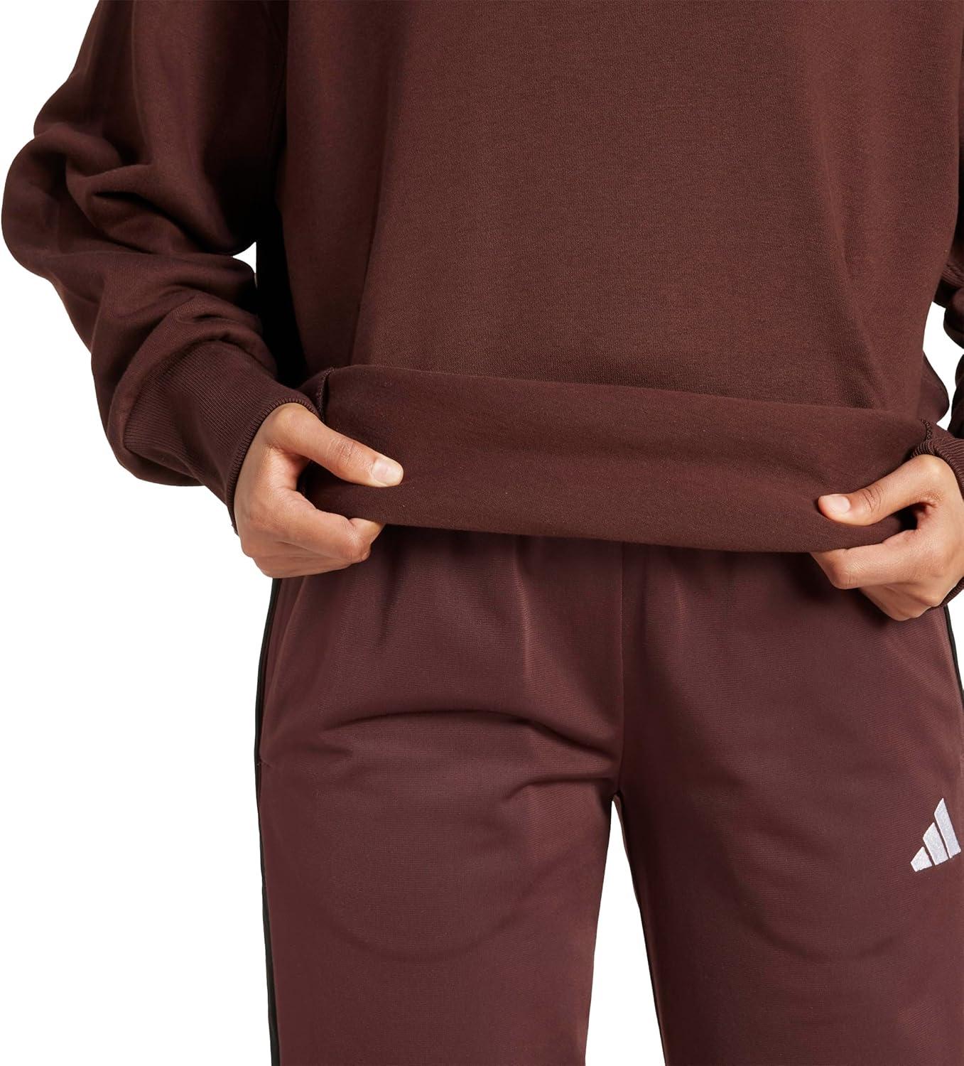 imageadidas womens All Szn Fleece Loose HoodieShadow Brown
