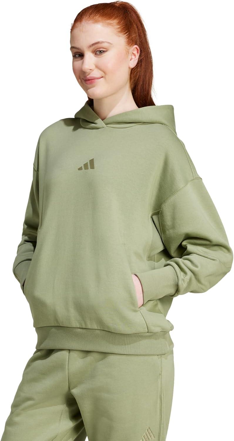 imageadidas womens All Szn Fleece Loose HoodieTent Green