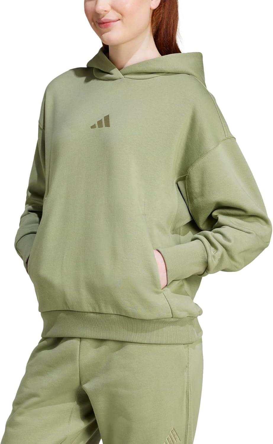 imageadidas womens All Szn Fleece Loose HoodieTent Green
