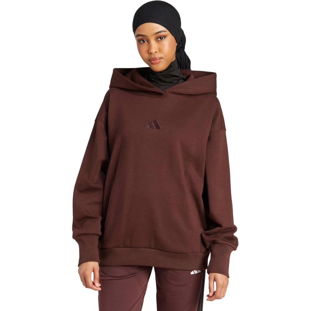 imageadidas womens All Szn Fleece Loose HoodieShadow Brown