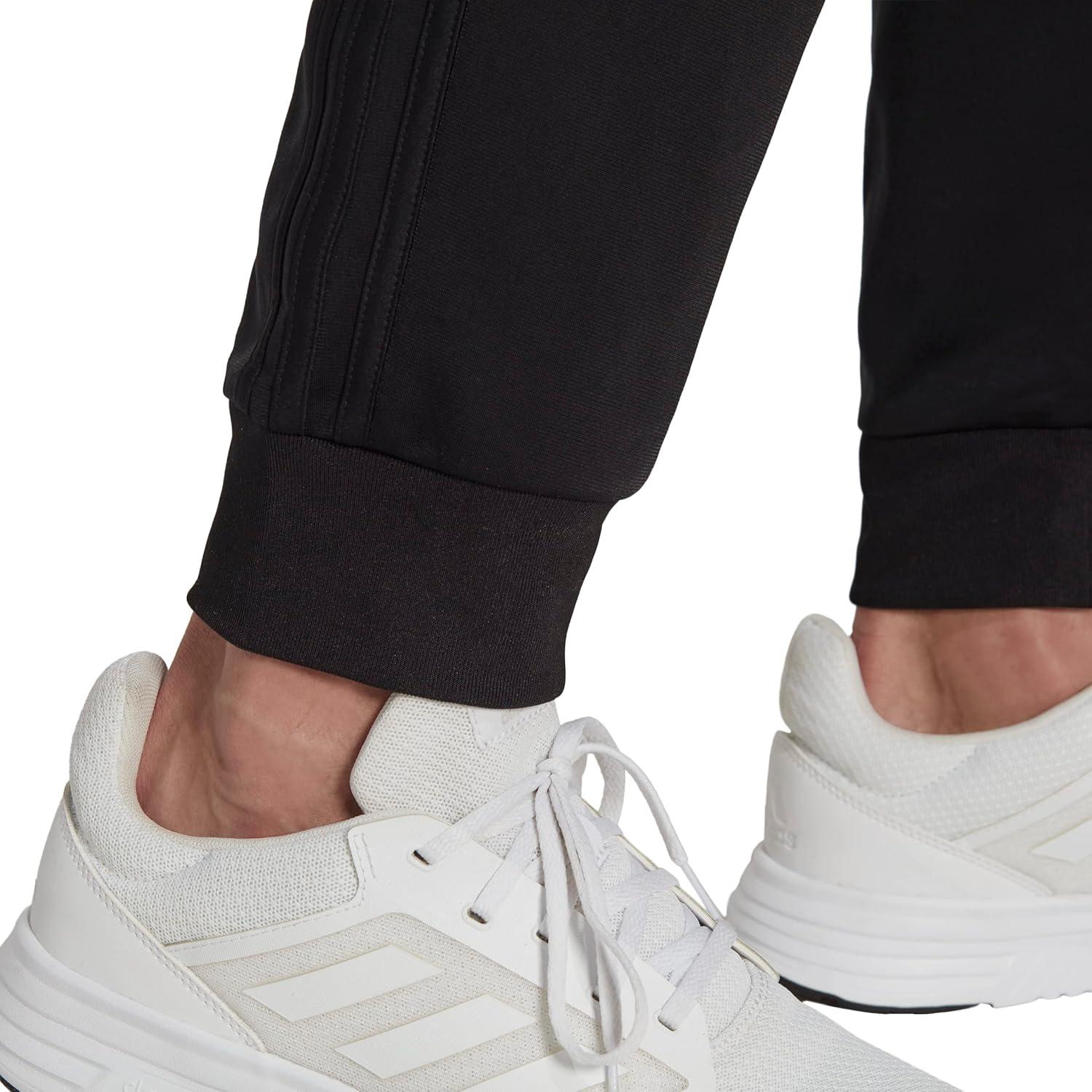 imageAdidas Mens Essentials WarmUp Slim Tapered 3Stripes Tracksuit Bottoms BlackWhite LargeBlackBlack