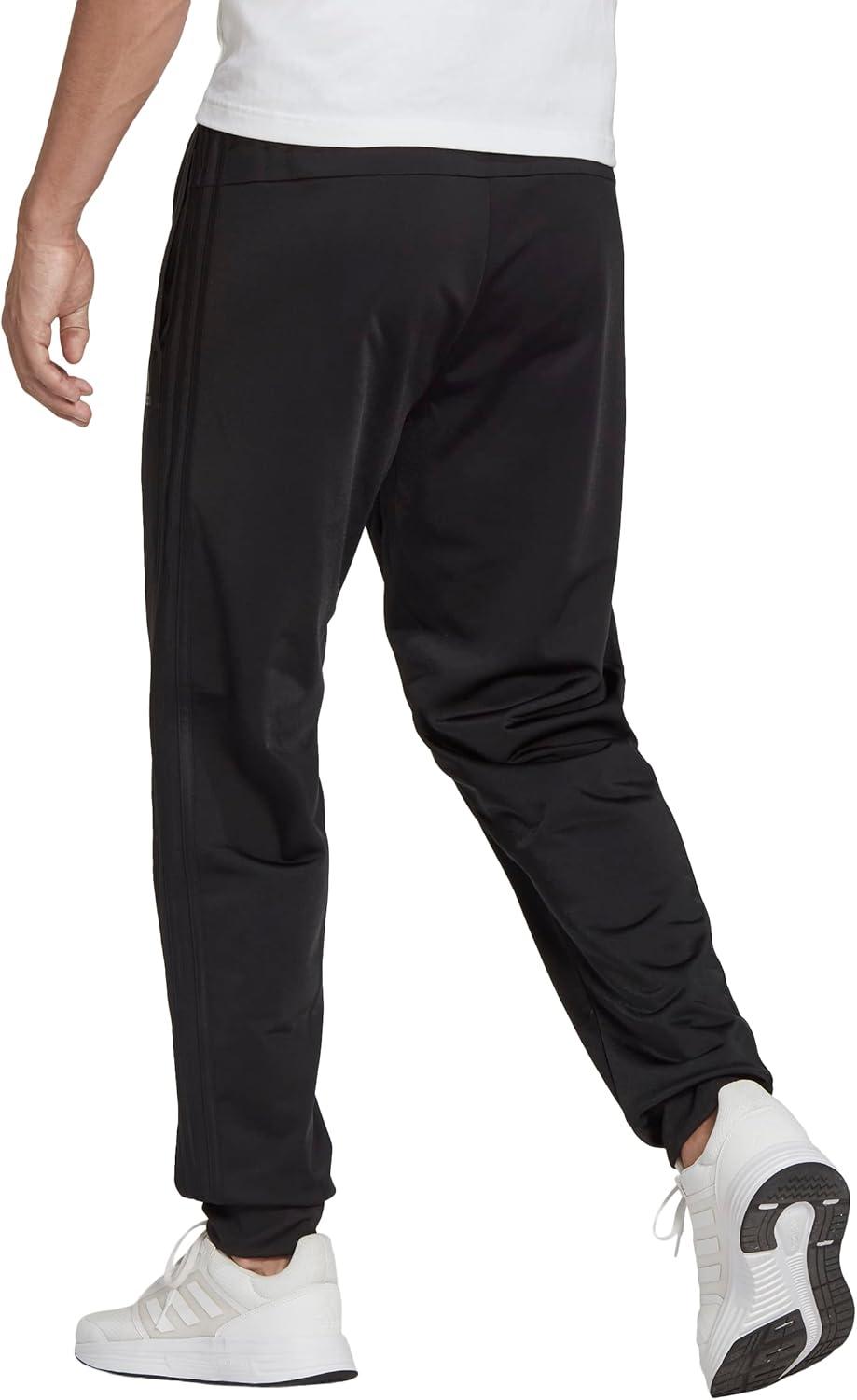 imageAdidas Mens Essentials WarmUp Slim Tapered 3Stripes Tracksuit Bottoms BlackWhite LargeBlackBlack