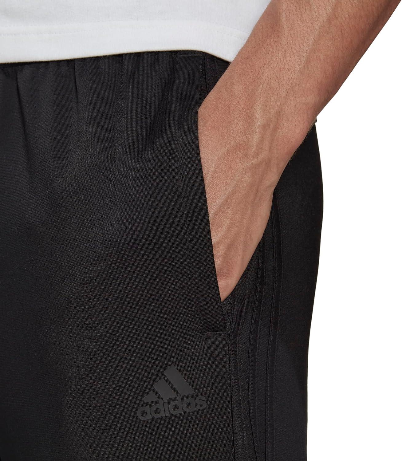 imageAdidas Mens Essentials WarmUp Slim Tapered 3Stripes Tracksuit Bottoms BlackWhite LargeBlackBlack