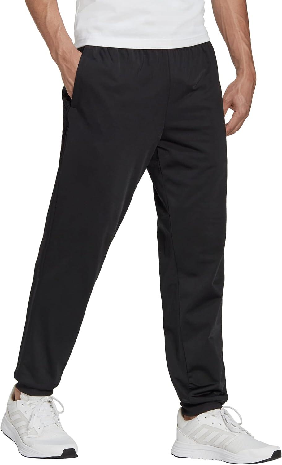 imageAdidas Mens Essentials WarmUp Slim Tapered 3Stripes Tracksuit Bottoms BlackWhite LargeBlackBlack