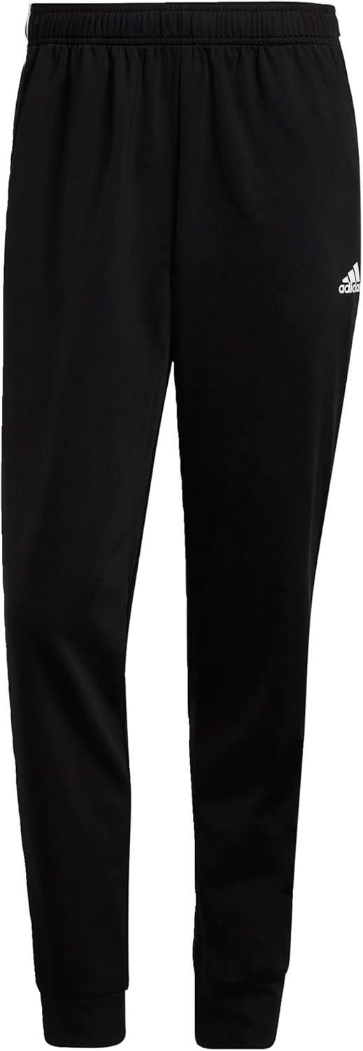 imageAdidas Mens Essentials WarmUp Slim Tapered 3Stripes Tracksuit Bottoms BlackWhite LargeBlackWhite