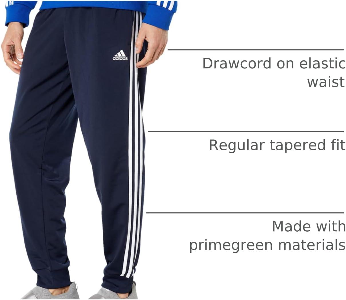 imageAdidas Mens Essentials WarmUp Slim Tapered 3Stripes Tracksuit Bottoms BlackWhite LargeLegend InkWhite