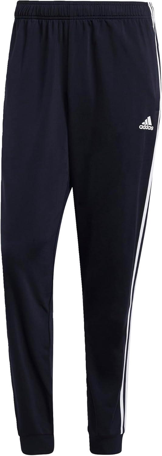 imageAdidas Mens Essentials WarmUp Slim Tapered 3Stripes Tracksuit Bottoms BlackWhite LargeLegend InkWhite