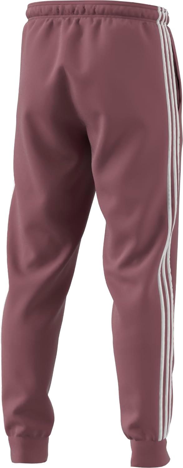 imageAdidas Mens Essentials WarmUp Slim Tapered 3Stripes Tracksuit Bottoms BlackWhite LargePreloved Crimson