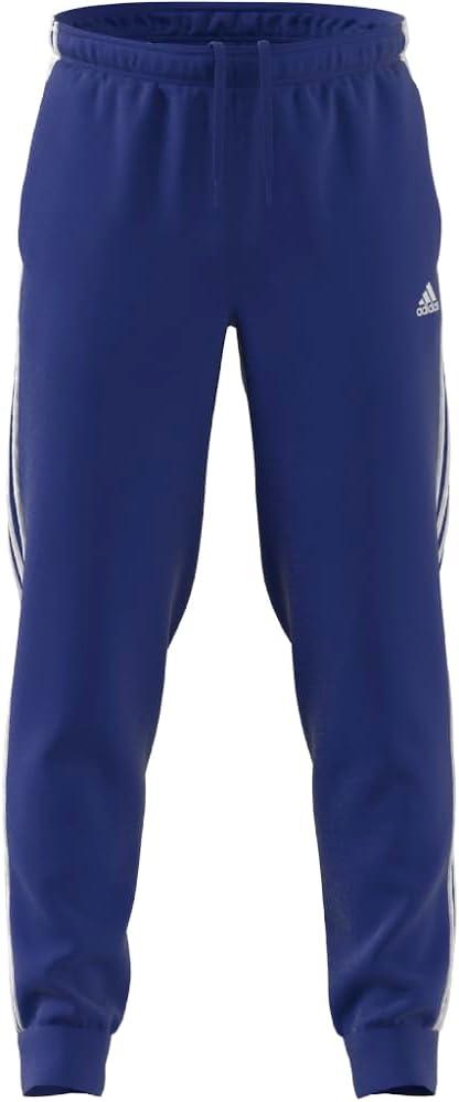 imageAdidas Mens Essentials WarmUp Slim Tapered 3Stripes Tracksuit Bottoms BlackWhite LargeSemi Lucid BlueWhite