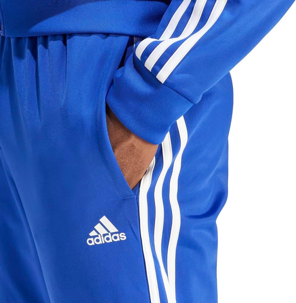 imageAdidas Mens Essentials WarmUp Slim Tapered 3Stripes Tracksuit Bottoms BlackWhite LargeSemi Lucid BlueWhite