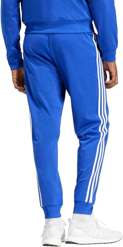 imageAdidas Mens Essentials WarmUp Slim Tapered 3Stripes Tracksuit Bottoms BlackWhite LargeSemi Lucid BlueWhite
