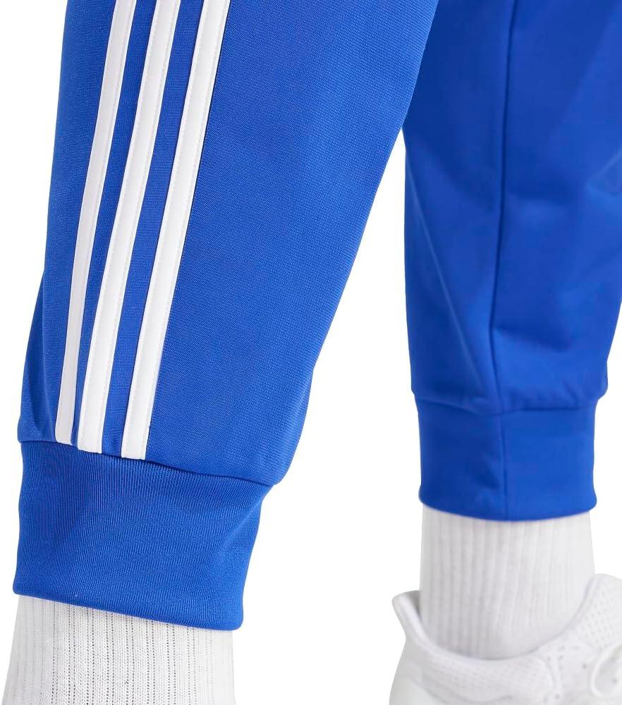 imageAdidas Mens Essentials WarmUp Slim Tapered 3Stripes Tracksuit Bottoms BlackWhite LargeSemi Lucid BlueWhite