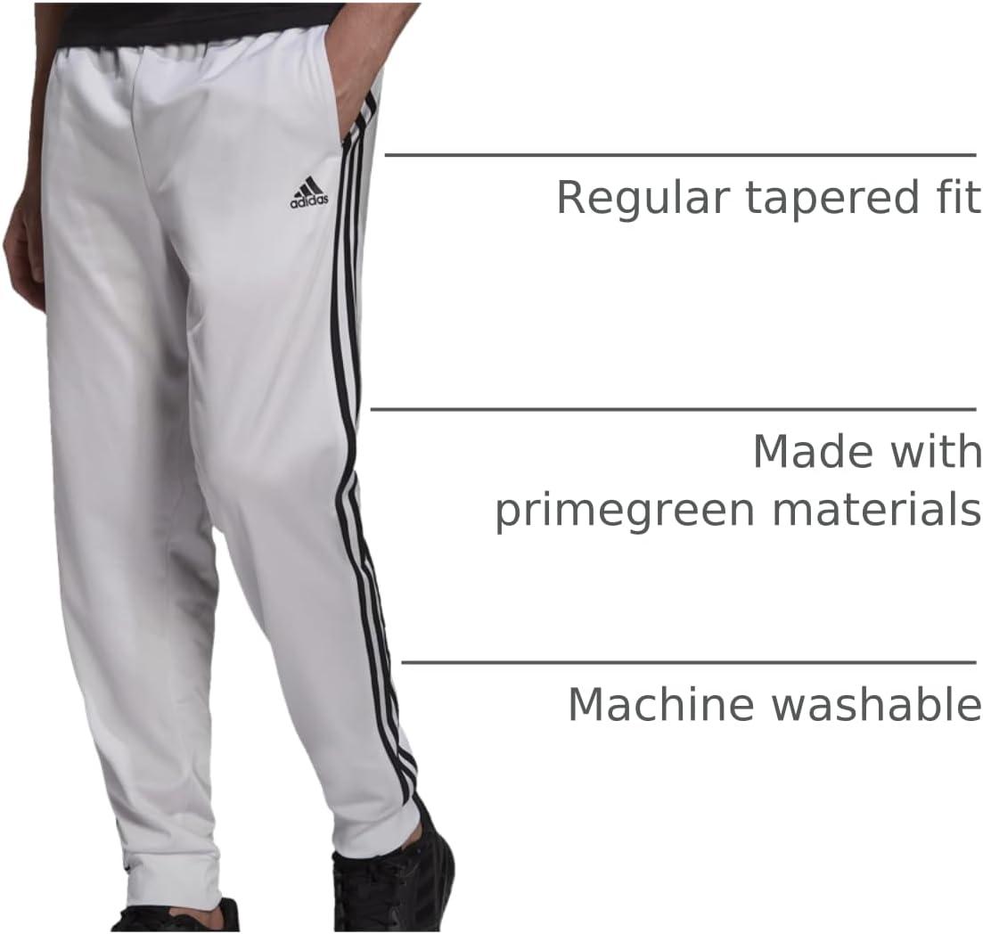 imageAdidas Mens Essentials WarmUp Slim Tapered 3Stripes Tracksuit Bottoms BlackWhite LargeWhiteBlack