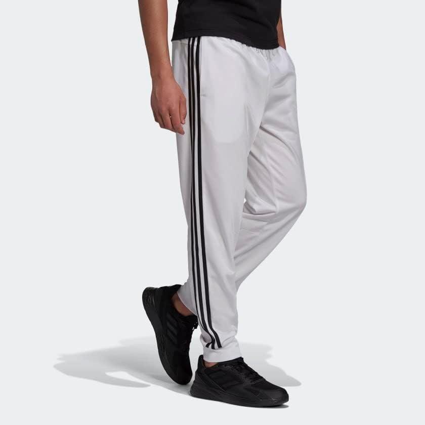 imageAdidas Mens Essentials WarmUp Slim Tapered 3Stripes Tracksuit Bottoms BlackWhite LargeWhiteBlack