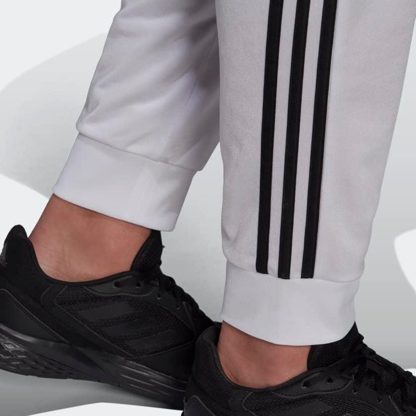 imageAdidas Mens Essentials WarmUp Slim Tapered 3Stripes Tracksuit Bottoms BlackWhite LargeWhiteBlack