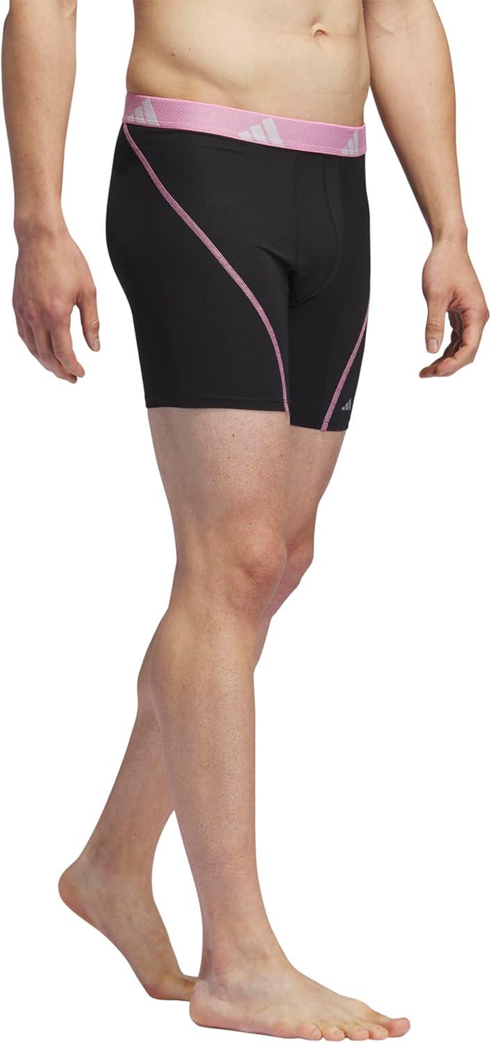 imageadidas Mens Performance Athletic Mesh Boxer Brief Underwear Moisture Wicking Sport Comfort 3PackBlackBliss PinkSemi Blue Burst