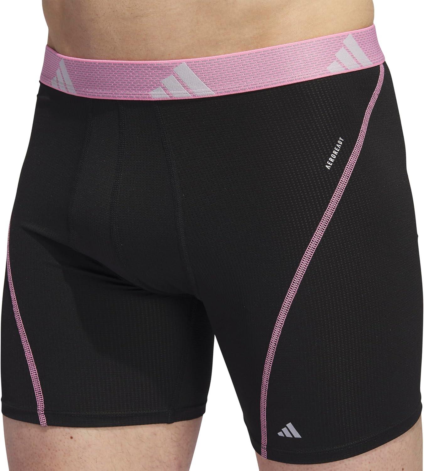 imageadidas Mens Performance Athletic Mesh Boxer Brief Underwear Moisture Wicking Sport Comfort 3PackBlackBliss PinkSemi Blue Burst