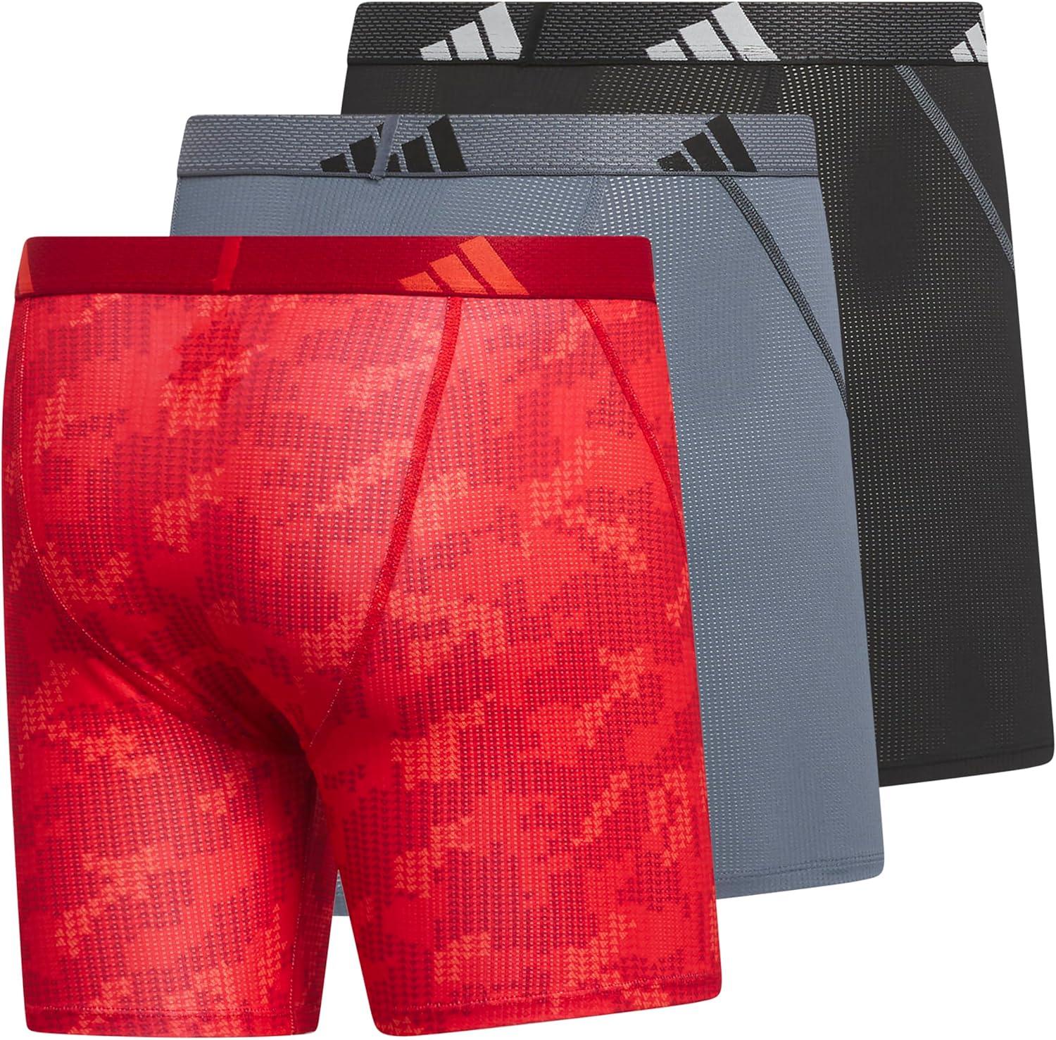 imageadidas Mens Performance Athletic Mesh Boxer Brief Underwear Moisture Wicking Sport Comfort 3PackDigi Camo Better Scarletbright RedBetter ScarletBright Red