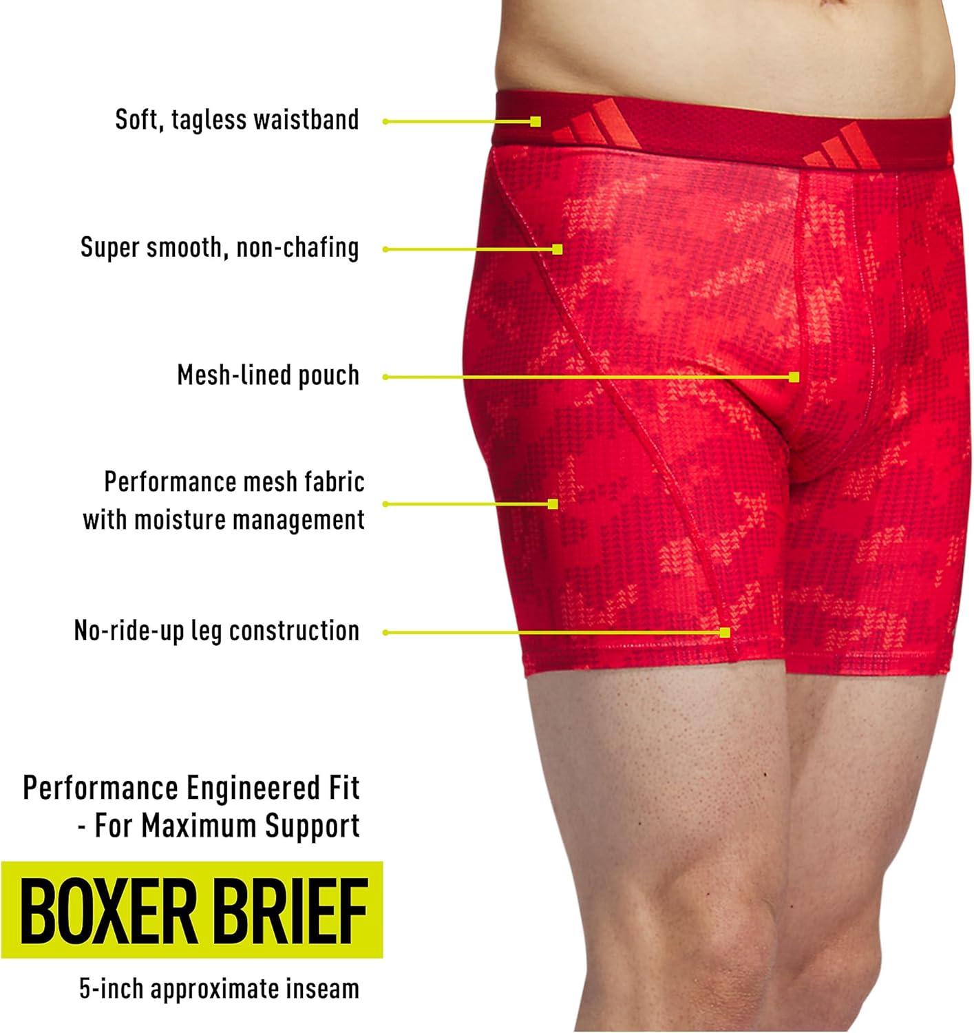 imageadidas Mens Performance Athletic Mesh Boxer Brief Underwear Moisture Wicking Sport Comfort 3PackDigi Camo Better Scarletbright RedBetter ScarletBright Red