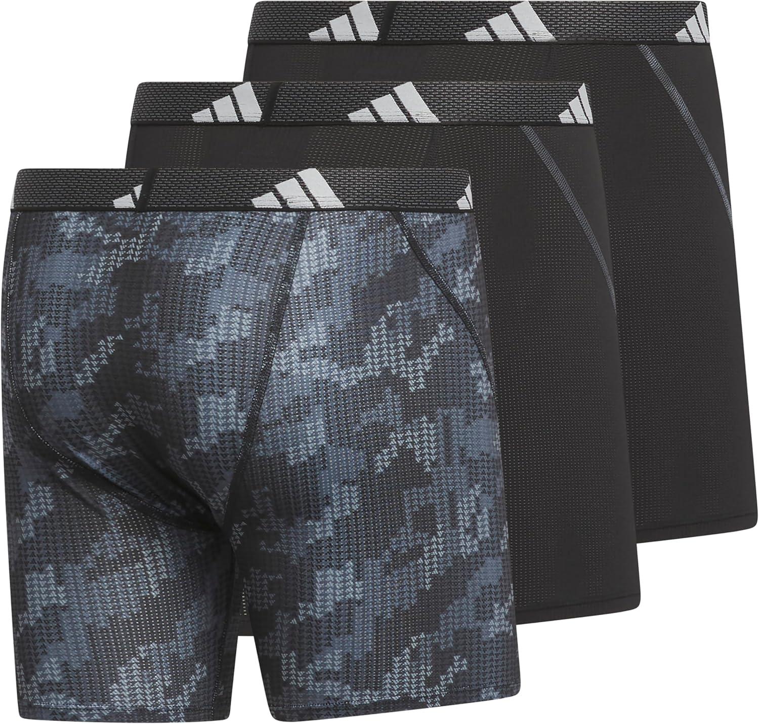 imageadidas Mens Performance Athletic Mesh Boxer Brief Underwear Moisture Wicking Sport Comfort 3PackDigi Camo BlackonixBlackClear Grey
