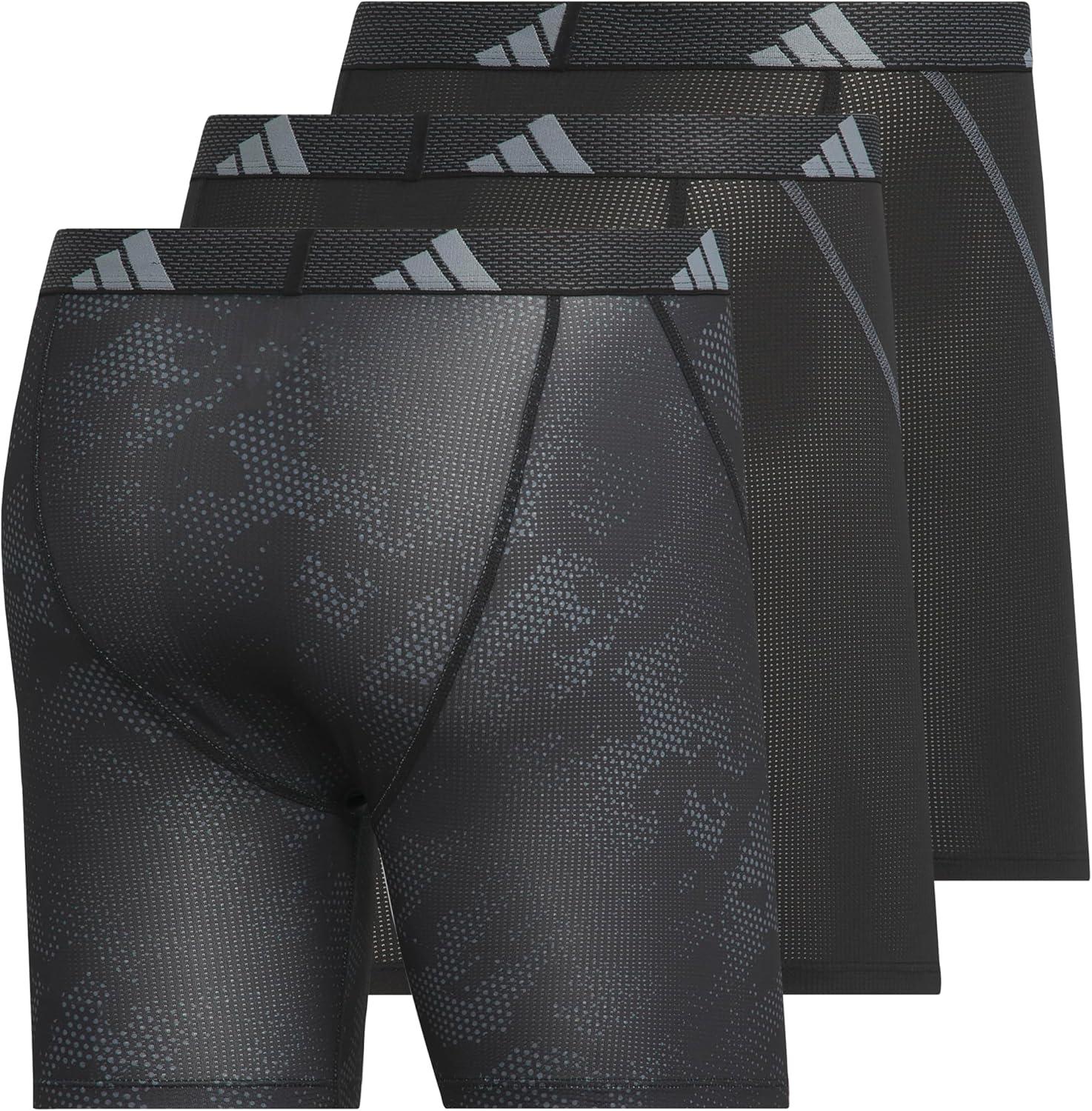 imageadidas Mens Performance Athletic Mesh Boxer Brief Underwear Moisture Wicking Sport Comfort 3PackDrift OnixblackBlackBlack
