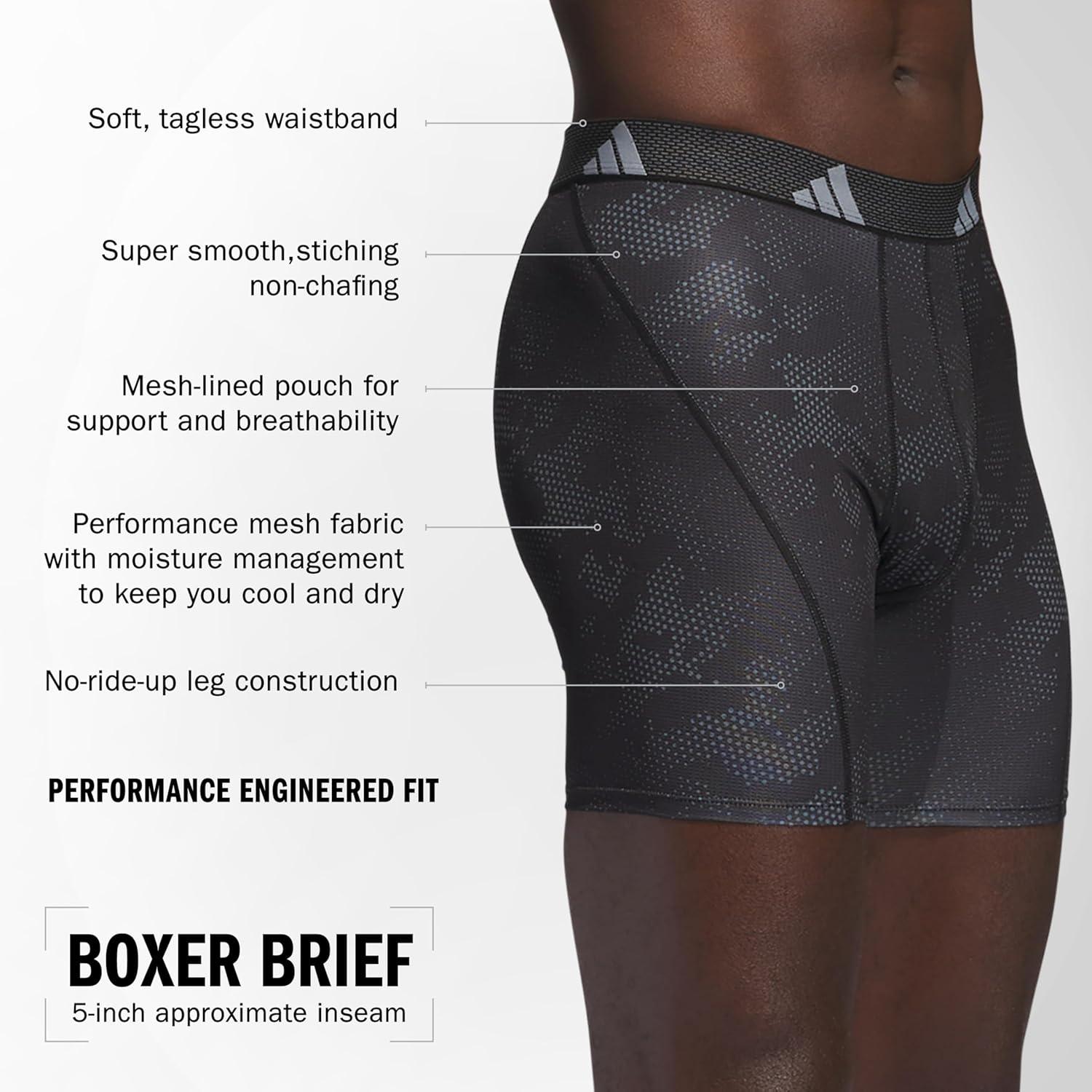 imageadidas Mens Performance Athletic Mesh Boxer Brief Underwear Moisture Wicking Sport Comfort 3PackDrift OnixblackBlackBlack