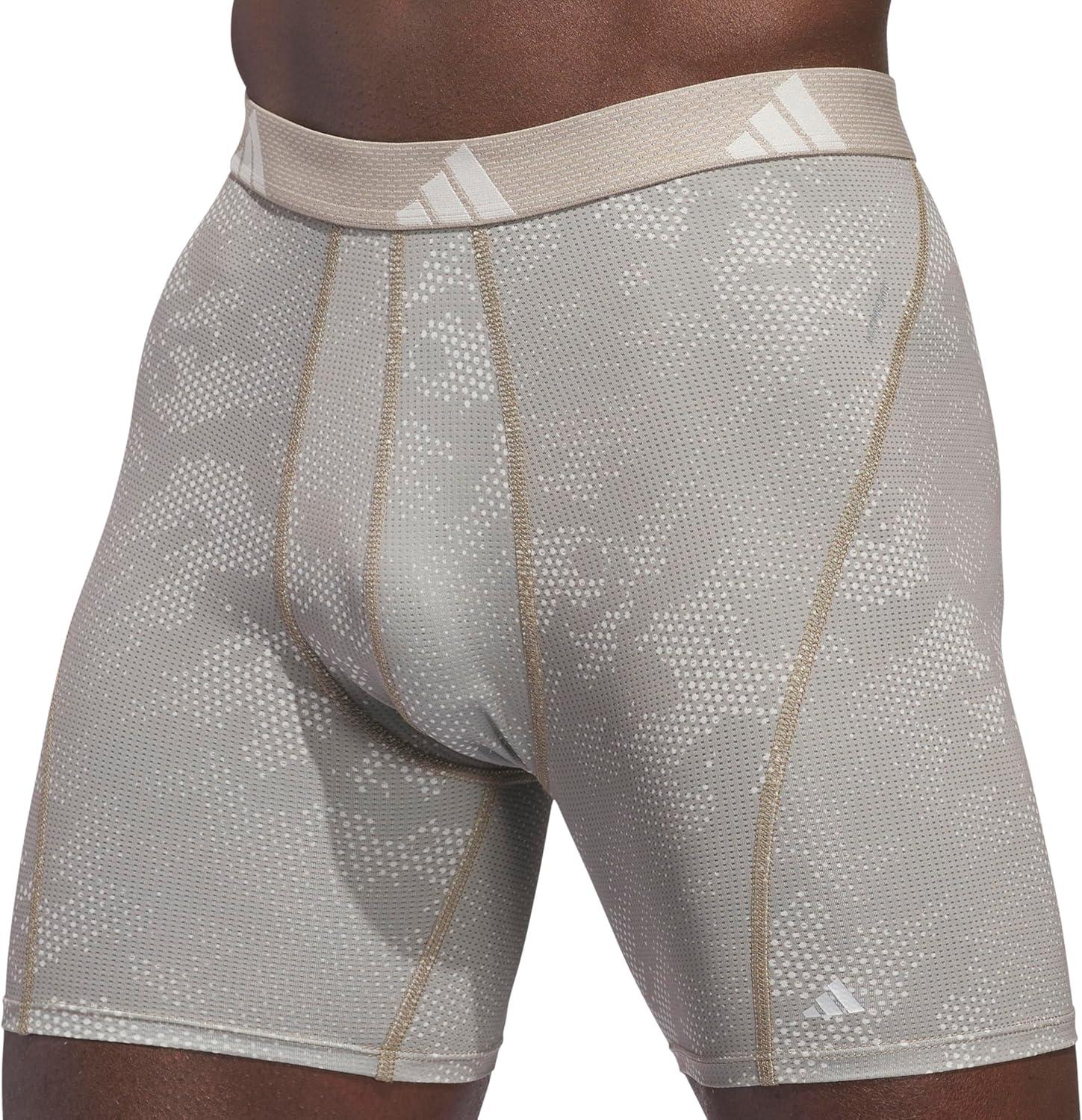 imageadidas Mens Performance Athletic Mesh Boxer Brief Underwear Moisture Wicking Sport Comfort 3PackDrift Wonder Aluminaputty BeigeCarbon GreyOnix Grey