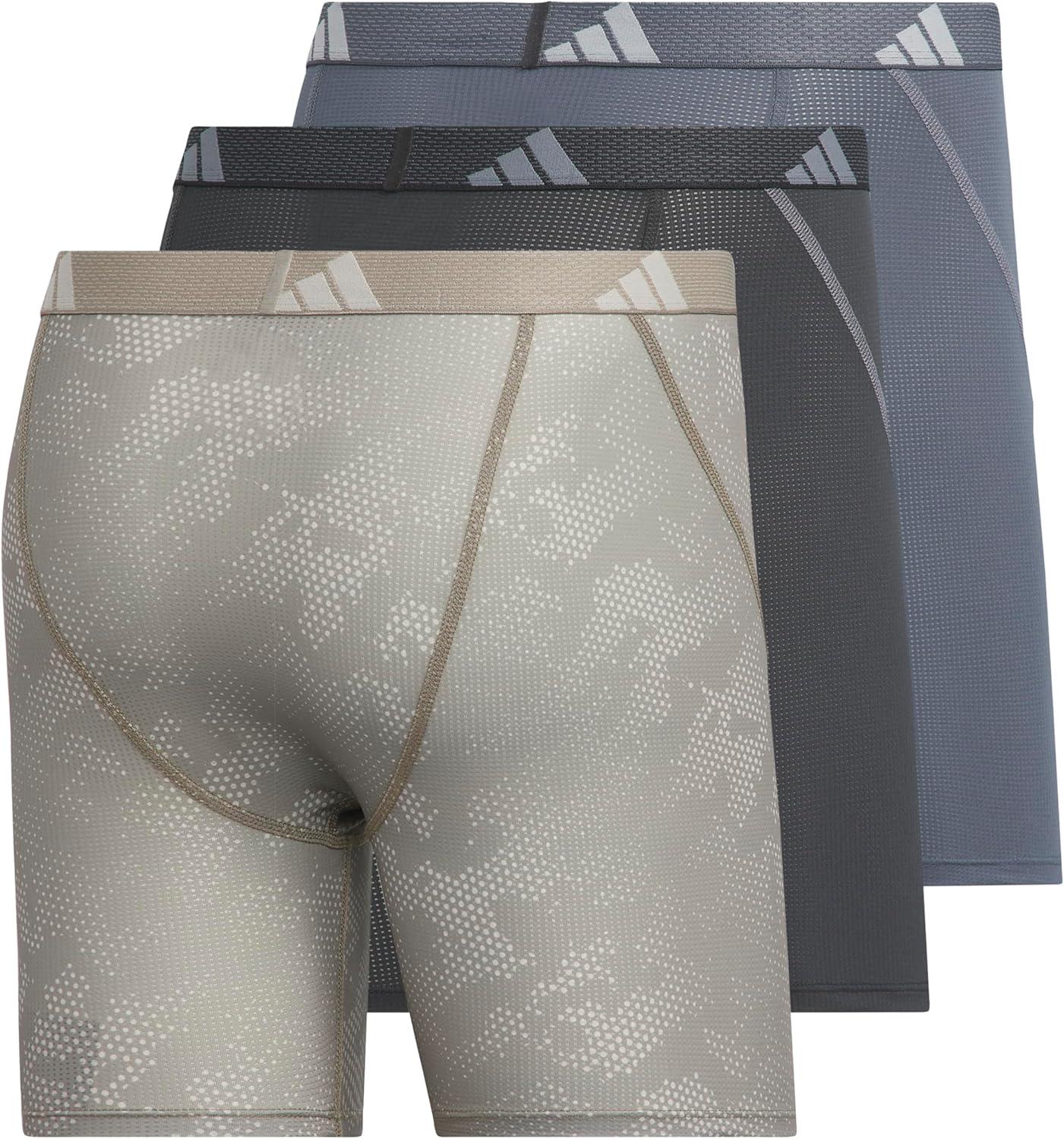 imageadidas Mens Performance Athletic Mesh Boxer Brief Underwear Moisture Wicking Sport Comfort 3PackDrift Wonder Aluminaputty BeigeCarbon GreyOnix Grey