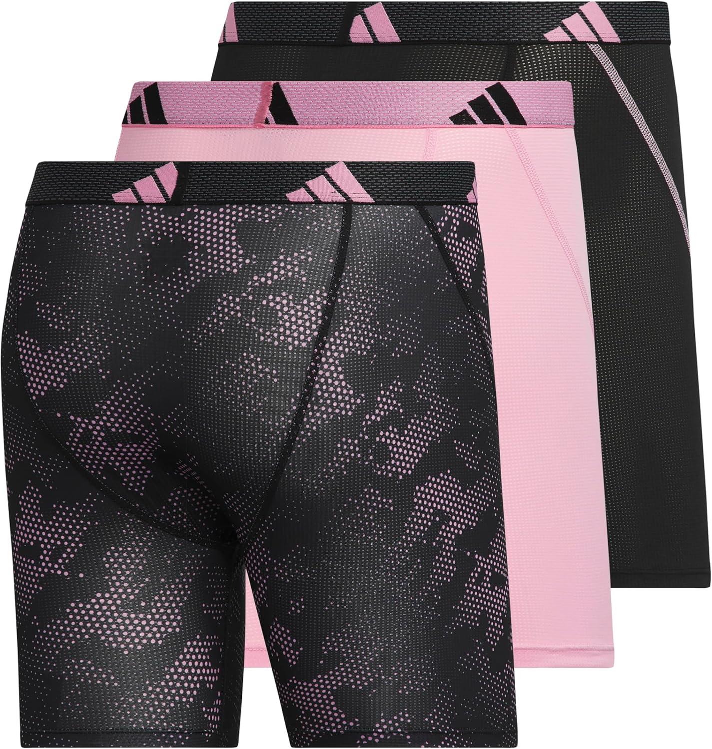 imageadidas Mens Performance Athletic Mesh Boxer Brief Underwear Moisture Wicking Sport Comfort 3PackDrifttrue PinkblackTrue PinkBlack