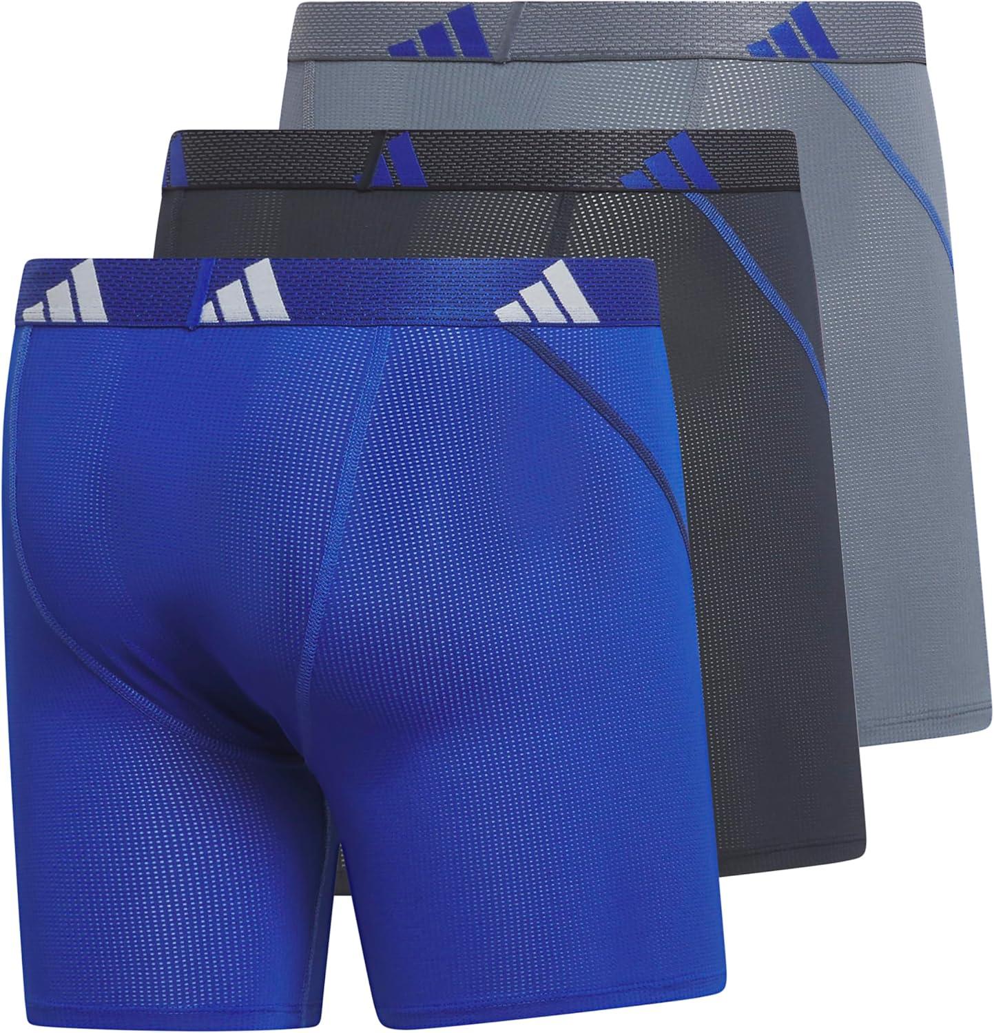 imageadidas Mens Performance Athletic Mesh Boxer Brief Underwear Moisture Wicking Sport Comfort 3PackTeam Royal BlueLegend Ink BlueOnix Grey